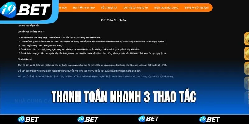 Thanh toán nhanh theo 3 thao tác